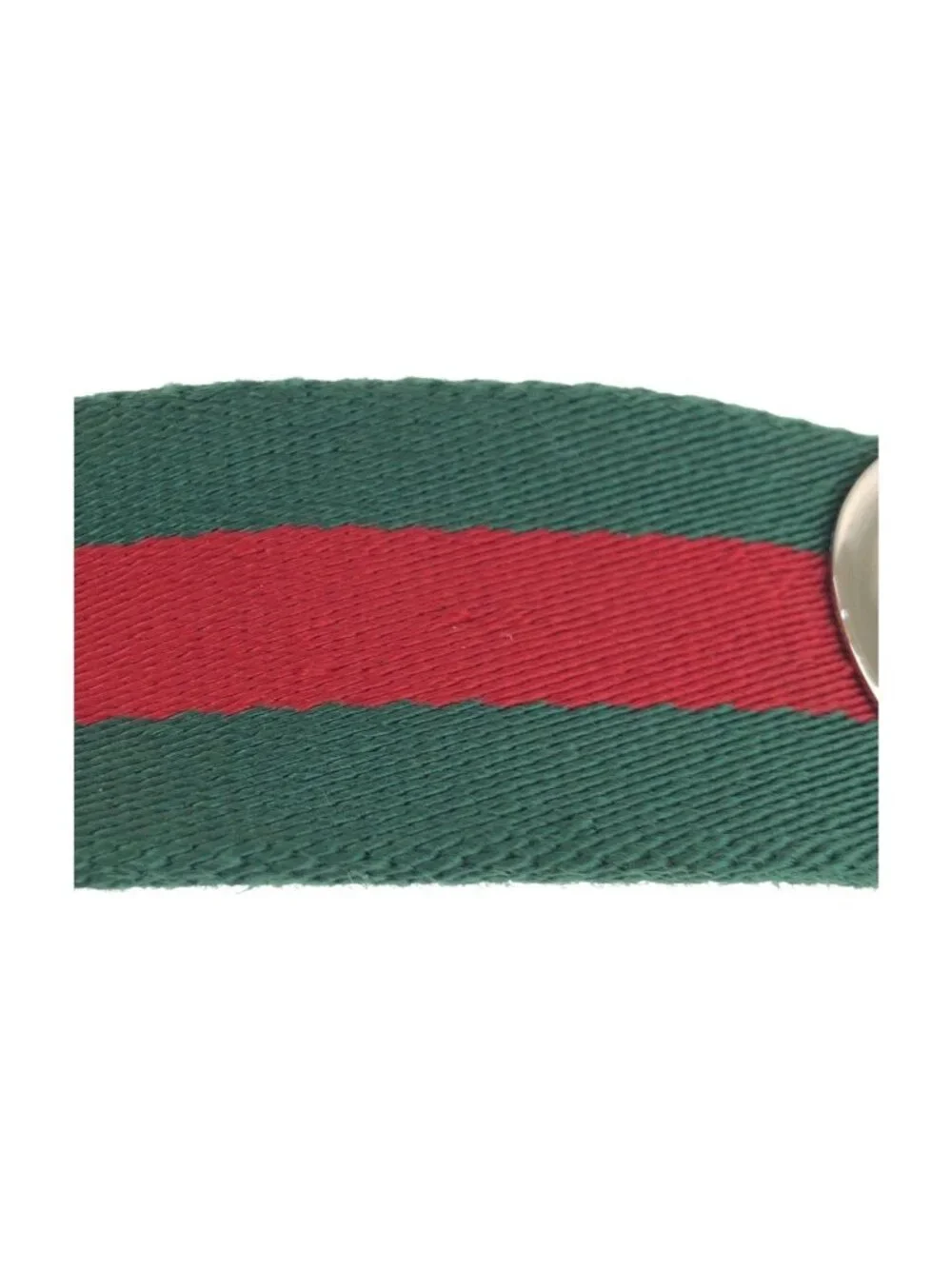 Gucci Sherry Line 85 Green Red Silver Cotton Leather Belt